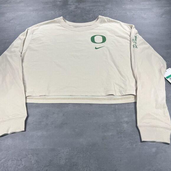 Nike Tops - Nike Oregon Ducks Cropped Long-Sleeve T Shirt Women XL New Khaki‎ Beige Tan